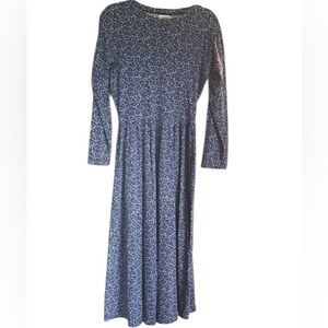 LL Bean Blue Floral Print Midi Dress